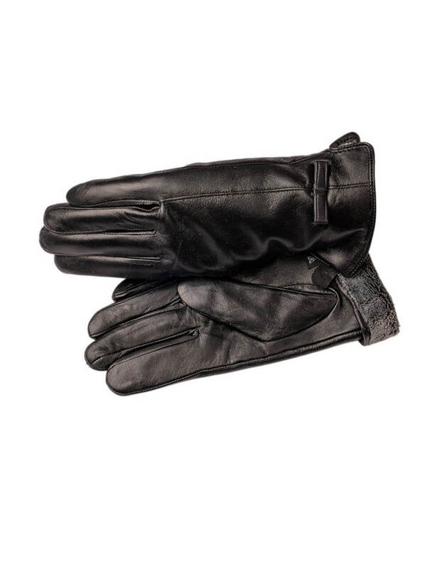 Moteriškos Juodos Natūralios Odos Pirštinės Su Pašiltinimu MOP33 2