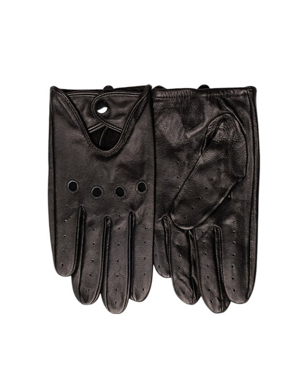 Vyriškos Juodos Natūralios Odos Vairavimo Pirštinės VOA08