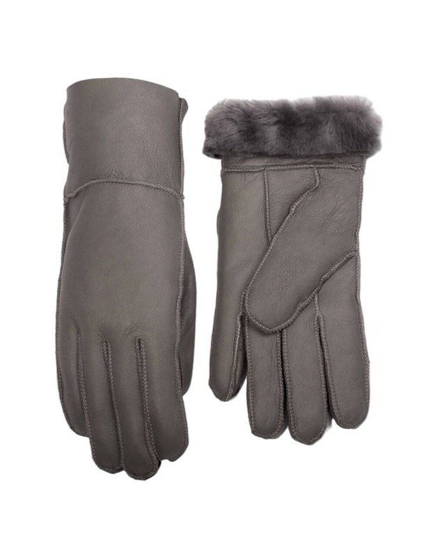 Grey Fur Gloves For Women MK80