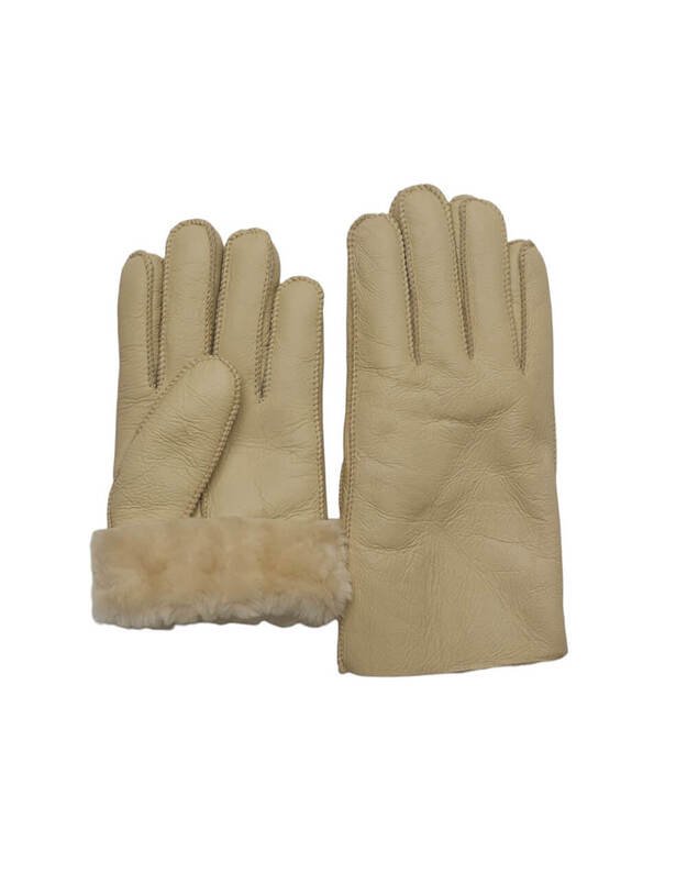 Vyriškos Smėlio Spalvos Šiltos Kailinės Pirštinės VK70