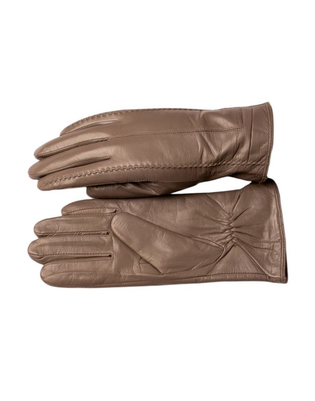 Moteriškos Smėlio Spalvos Natūralios Ožkos Odos Pirštinės Su Vilnoniu Pamušalu MOVZ07 1