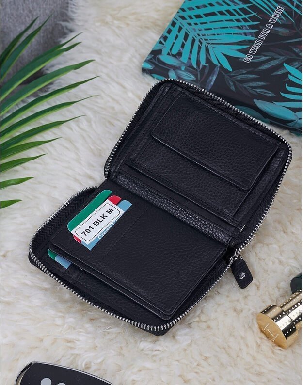 Leather Men s Wallet - Black - WPV115