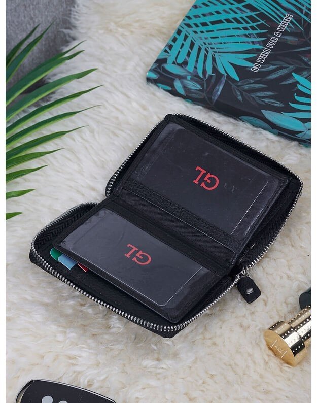 Leather Men s Wallet - Black - WPV115