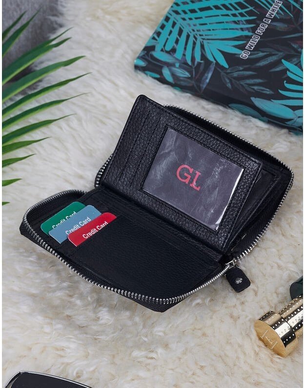 Leather Men s Wallet - Black - WPV115