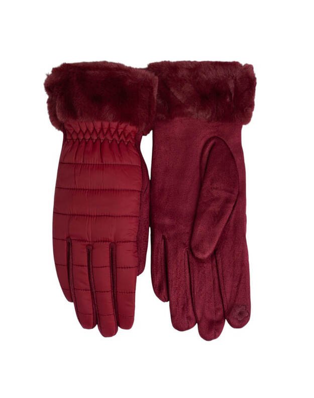 Raudonos Moteriškos Pirštinės Su Pašiltinimu EK204