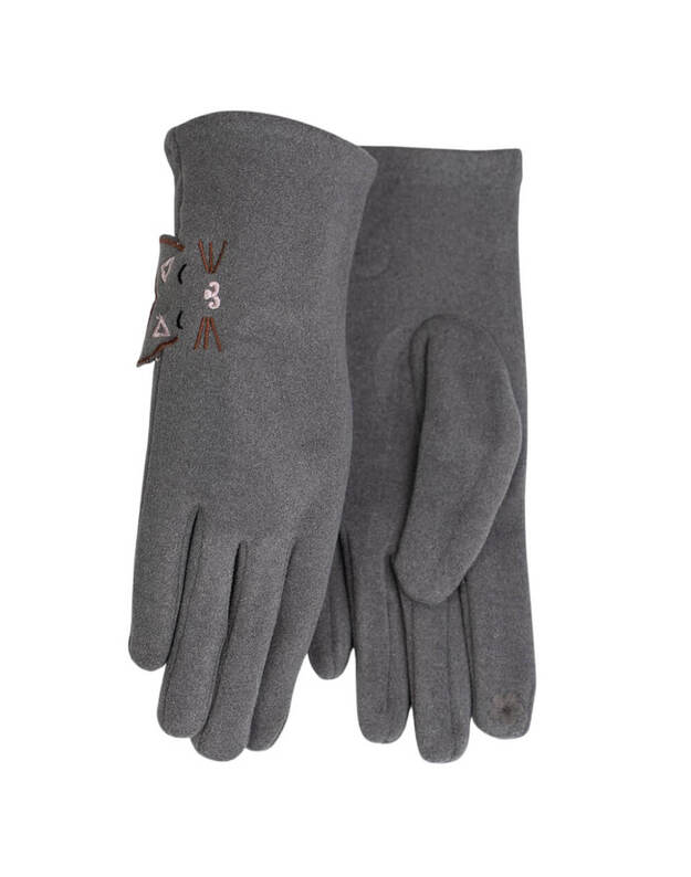 Moteriškos Pilkos Pirštinės Su Pašiltinimu Liečiamam Ekranui MB312