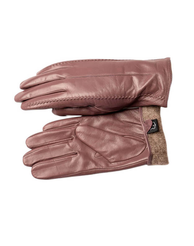 Moteriškos Alyvinės Natūralios Ožkos Odos Pirštinės Su Vilnoniu Pamušalu MOVZ13 1