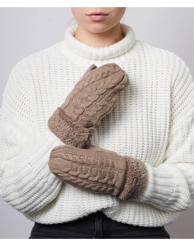 Moteri&scaron;kos Megztos Dvigubos Kum&scaron;tinės Pir&scaron;tinės Su Pa&scaron;iltinimu T336