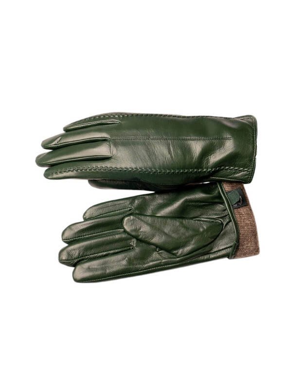 Moteriškos Žalios Natūralios Ožkos Odos Pirštinės Su Vilnoniu Pamušalu MOVZ09 2