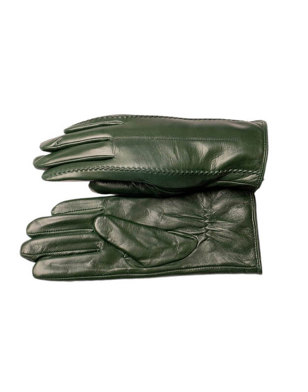 Moteriškos Žalios Natūralios Ožkos Odos Pirštinės Su Vilnoniu Pamušalu MOVZ09 1