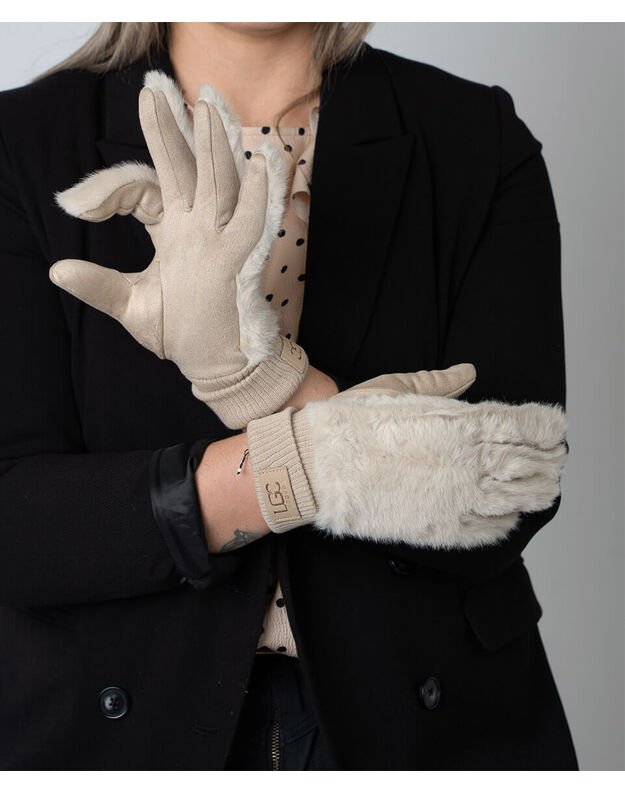 Moteriškos Smėlio Spalvos Pirštinės Su Pašiltinimu Liečiamam Ekranui MB351