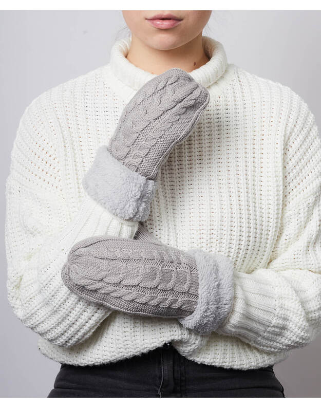 Moteri&scaron;kos Megztos Dvigubos Kum&scaron;tinės Pir&scaron;tinės Su Pa&scaron;iltinimu T336-2