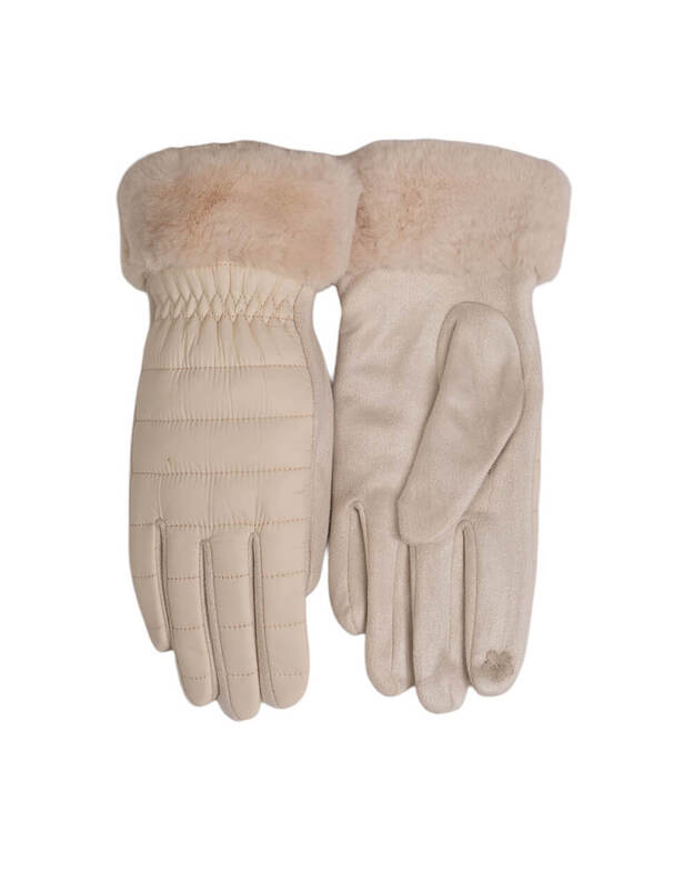 Smėlio Spalvos Moteriškos Pirštinės Su Pašiltinimu EK206