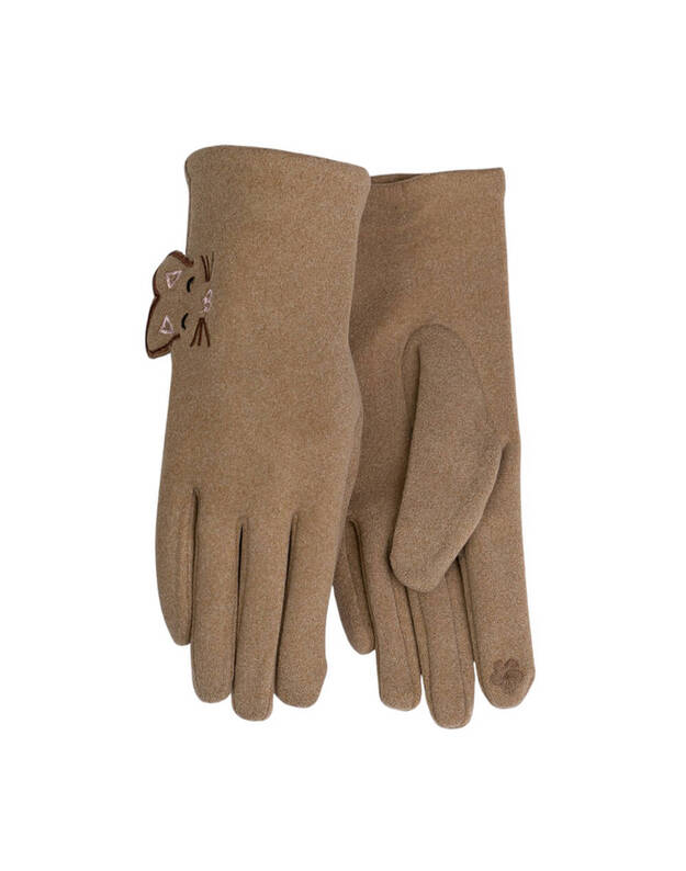 Moteriškos Smėlio Spalvos Pirštinės Su Pašiltinimu Liečiamam Ekranui MB314