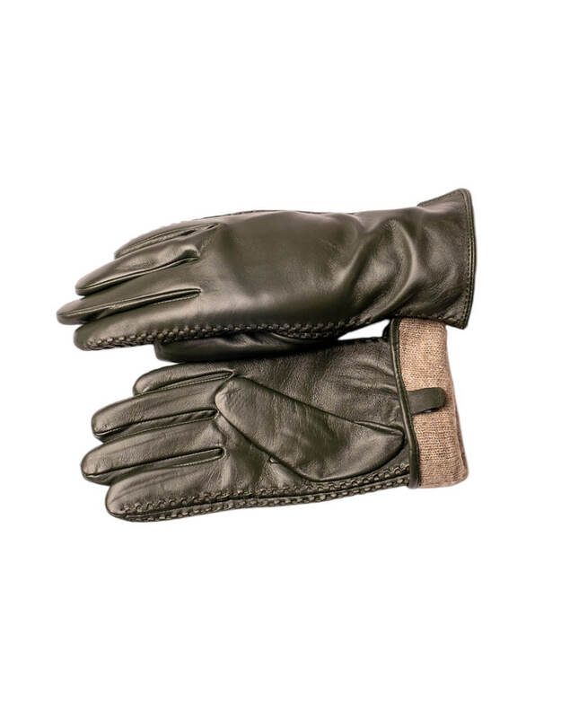 Moteriškos Žalios Natūralios Ožkos Odos Pirštinės Su Vilnoniu Pamušalu MOVZ10 1