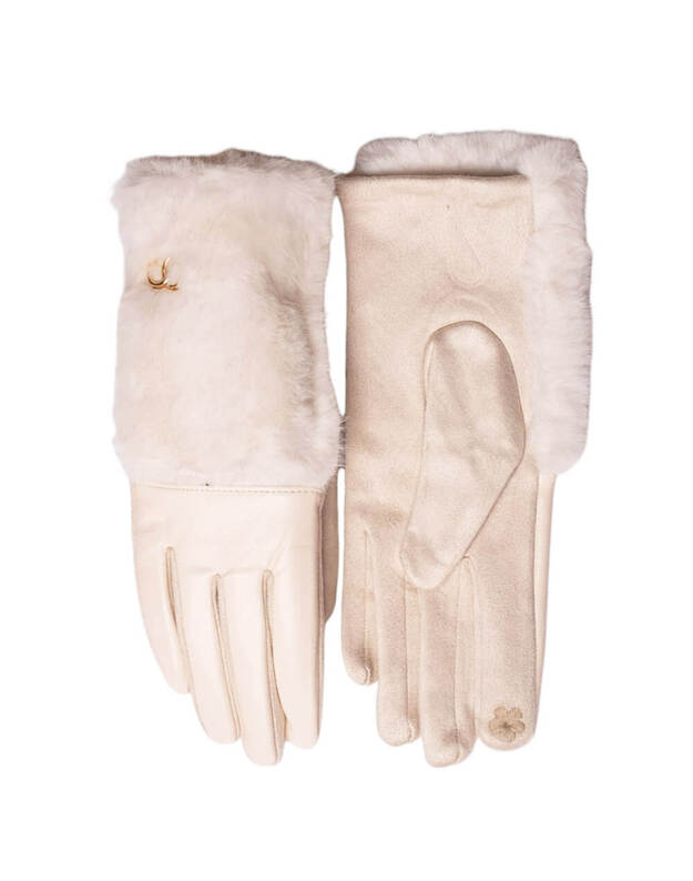 Moteriškos Baltos Pirštinės Su Pašiltinimu Liečiamam Ekranui MB321 1