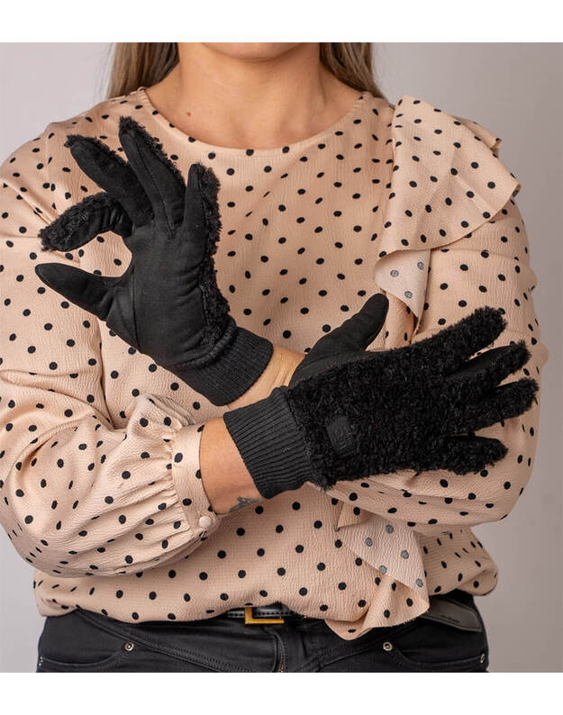 Moteriškos Juodos Pirštinės Su Pašiltinimu Liečiamam Ekranui MB331