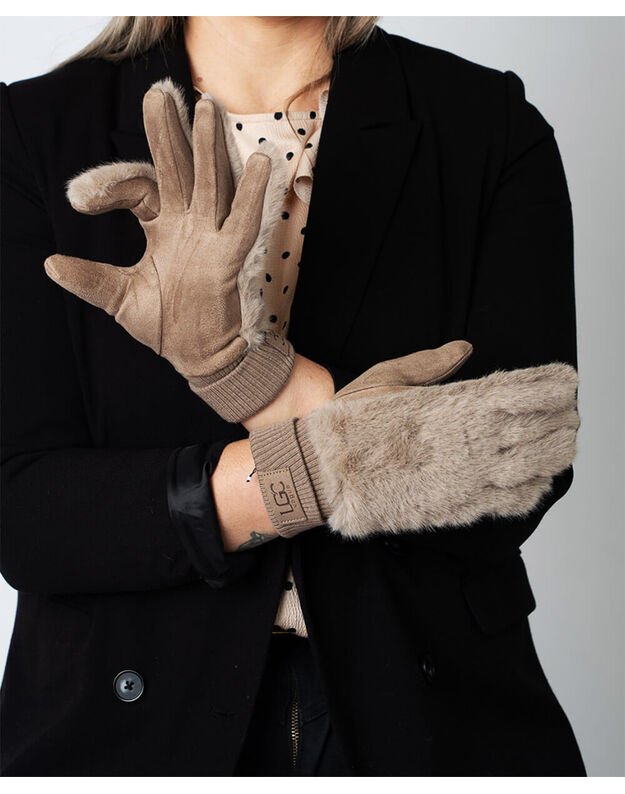 Moteriškos Smėlio Spalvos Pirštinės Su Pašiltinimu Liečiamam Ekranui MB352