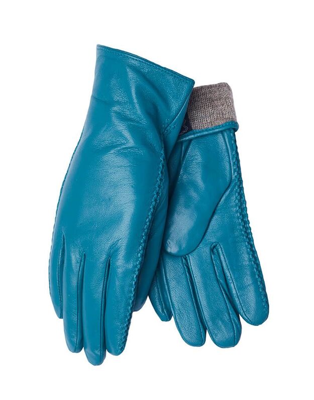 Moteri&scaron;kos Mėlynos Natūralios Odos Pir&scaron;tinės Su Vilnoniu Pamu&scaron;alu MOV51 1