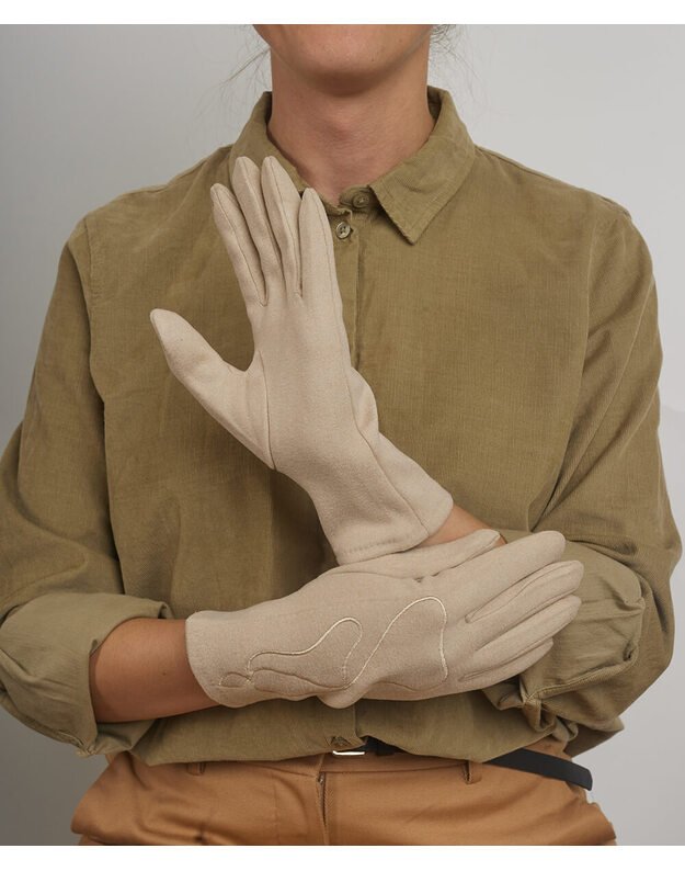 Moteriškos Smėlio Spalvos Pirštinės Su Pašiltinimu Liečiamam Ekranui MB191 1