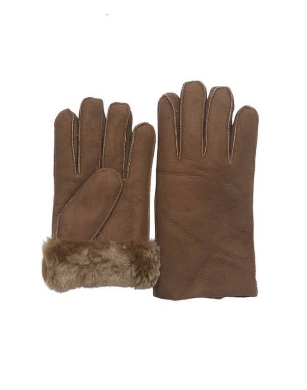 Vyriškos Rudos Šiltos Kailinės Pirštinės VK67