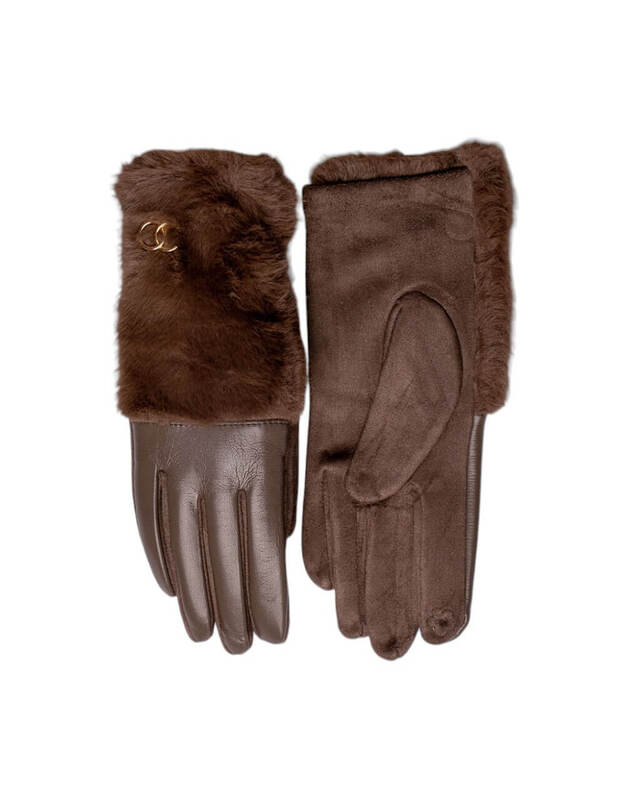 Moteriškos Rudos Pirštinės Su Pašiltinimu Liečiamam Ekranui MB322