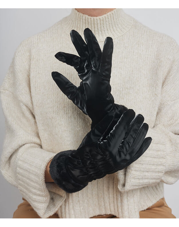 Elegantiškos Juodos Žieminės Pirštinės Moterims KM20