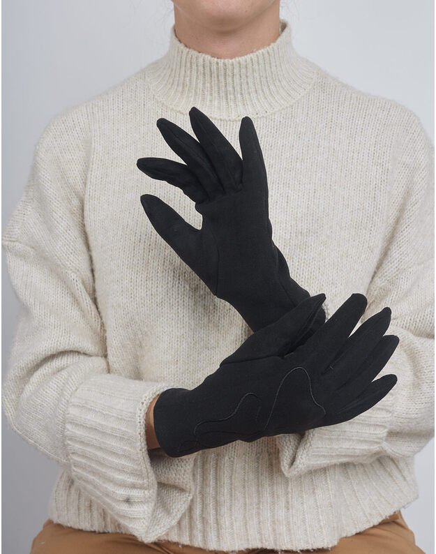 Moteriškos Juodos Pirštinės Su Pašiltinimu Liečiamam Ekranui MB193 2