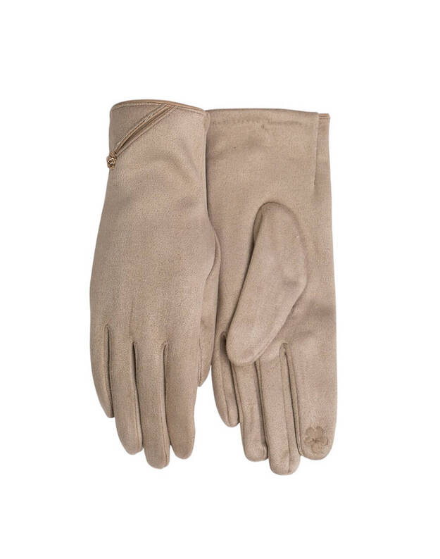 Moteriškos Smėlio Spalvos Pirštinės Su Pašiltinimu Liečiamam Ekranui MB303