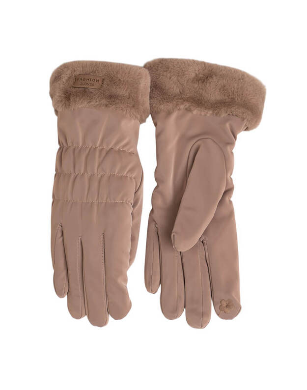 Elegantiškos Smėlio Spalvos Žieminės Pirštinės Moterims KM21