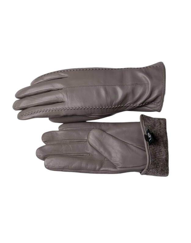 Moteriškos Pilkos Natūralios Ožkos Odos Pirštinės Su Vilnoniu Pamušalu MOVZ04 2