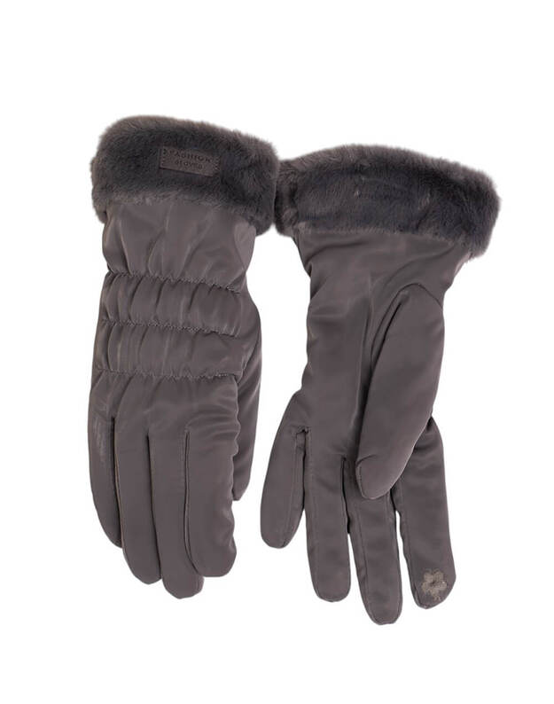 Elegantiškos Pilkos Žieminės Pirštinės Moterims KM22