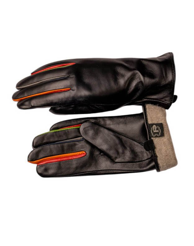 Moteriškos Juodos Natūralios Ožkos Odos Pirštinės Su Vilnoniu Pamušalu MOVZ05 3