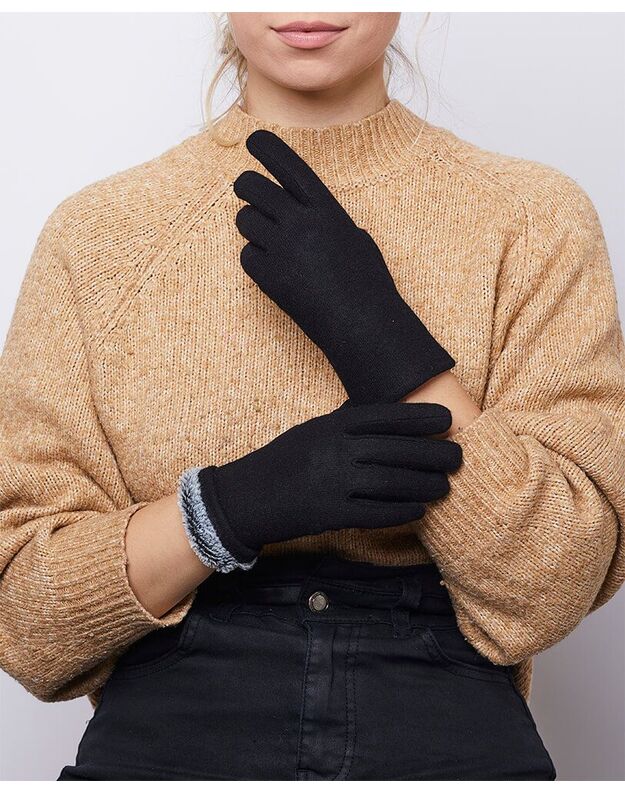 Moteri&scaron;kos Juodos Angoros Vilnos Pir&scaron;tinės Su Baltu Kailiuku NAB01