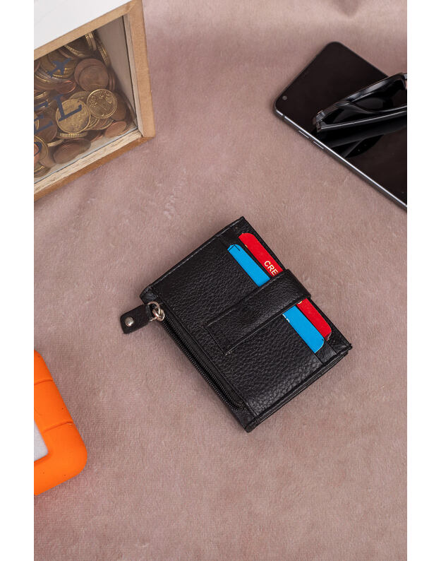 Juoda Minimalistinė Odinė Piniginė P80