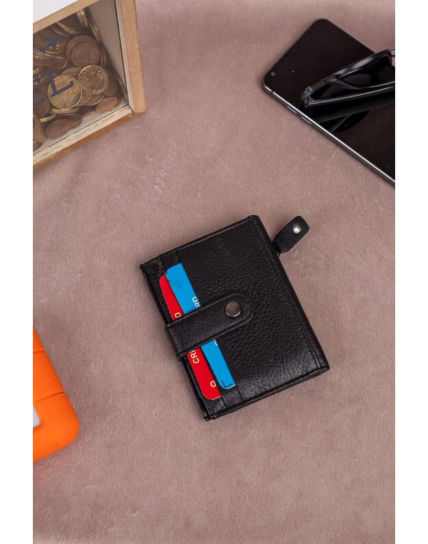 Juoda Minimalistinė Odinė Piniginė P80